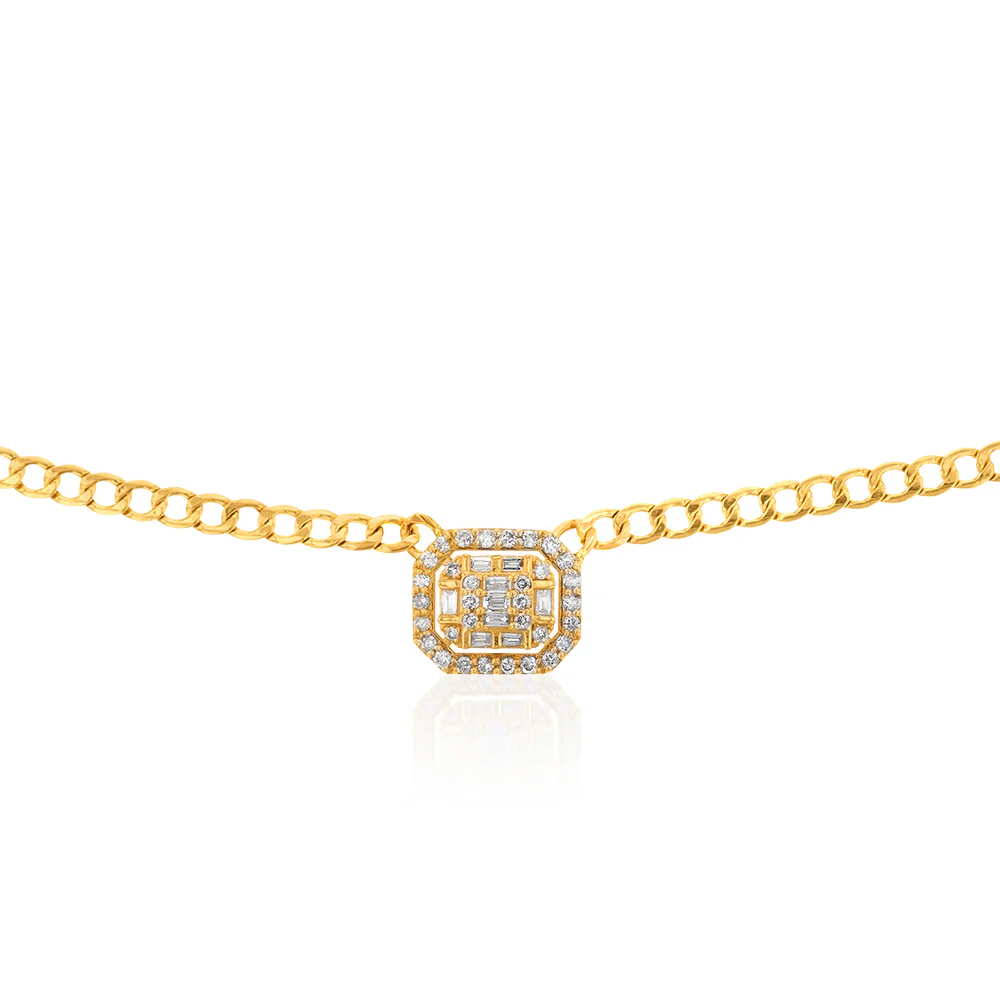 14ct Yellow Gold 1/2 Carat Diamond On 40cm Chain - Image 2
