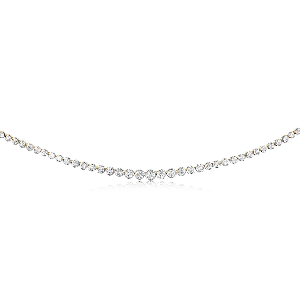 14ct Yellow Gold 10 Carats Diamond Necklace with 111 Brilliant Diamonds 43.5cm - Image 2