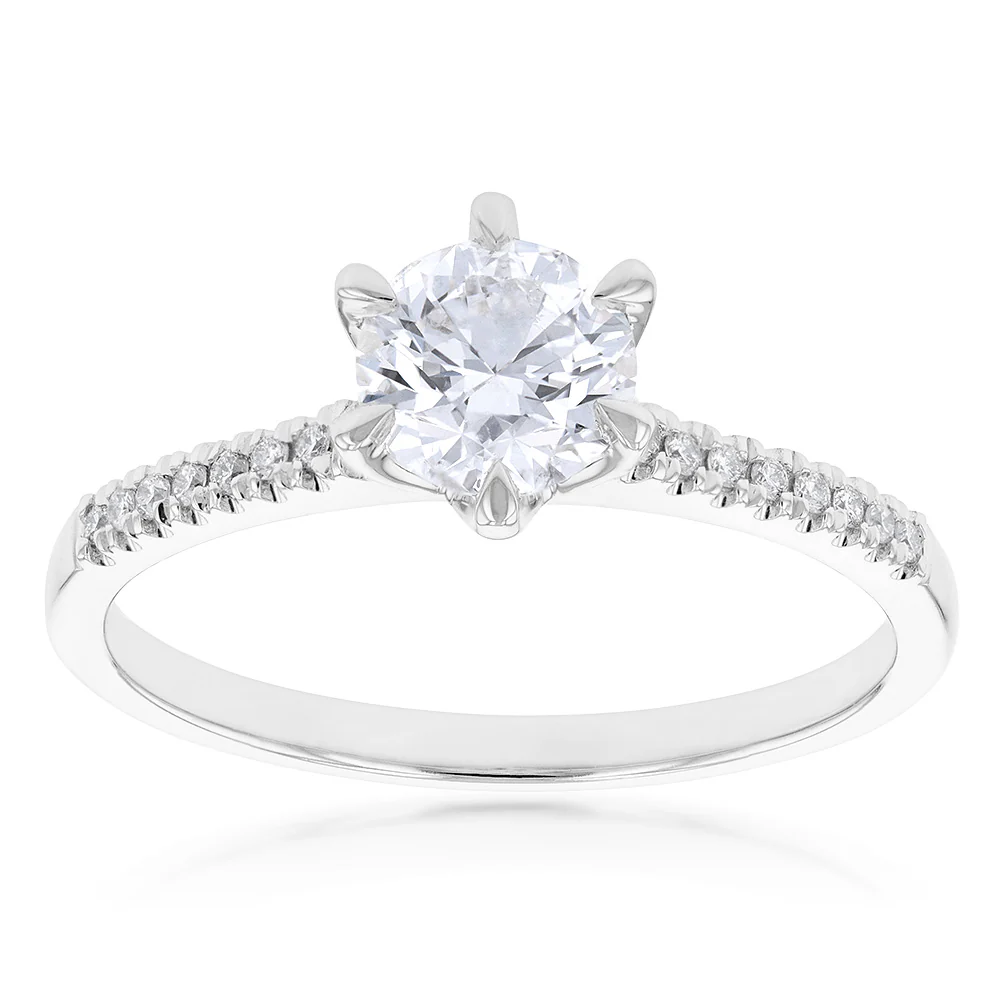 18ct White Gold 1.10 Carat Solitaire with 1.00 Carat Certified Centre Diamond