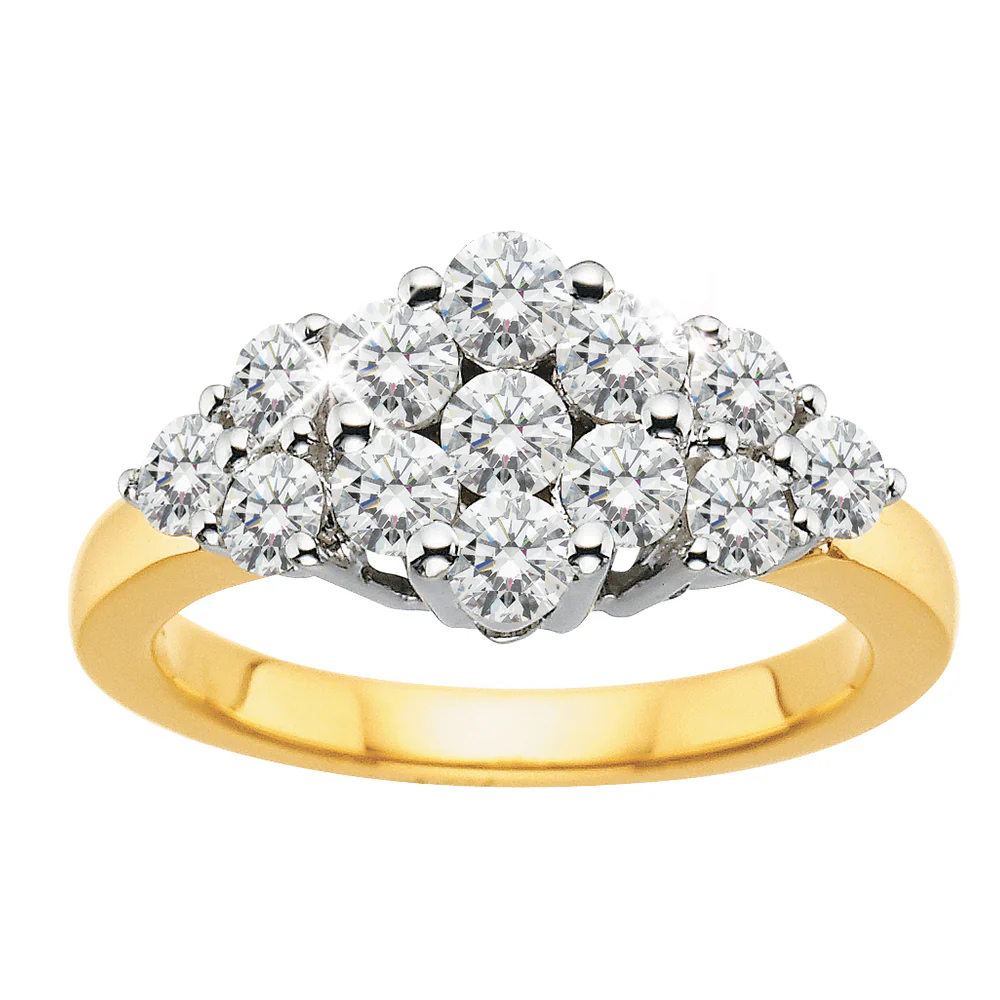 18ct Yellow Gold Cluster Ring with 1.00 Carat of Diamonds - Image 2
