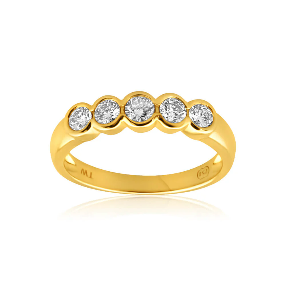 18ct Yellow Gold Ring With 1/2 Carat Of Bezel Set Diamonds