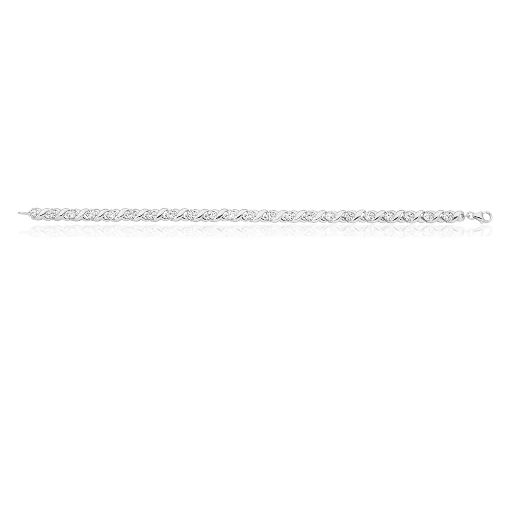 19cm Sterling Silver Zirconia Fancy Bracelet - Image 2
