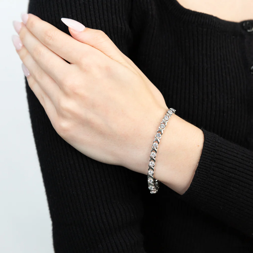 19cm Sterling Silver Zirconia Fancy Bracelet - Image 3