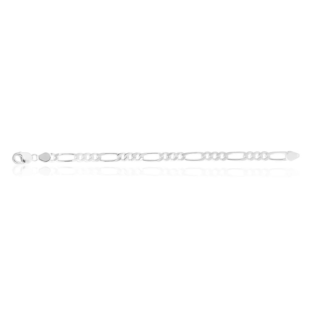 21cm Sterling Silver Figaro 200 Gauge 1:3 Bracelet - Image 2