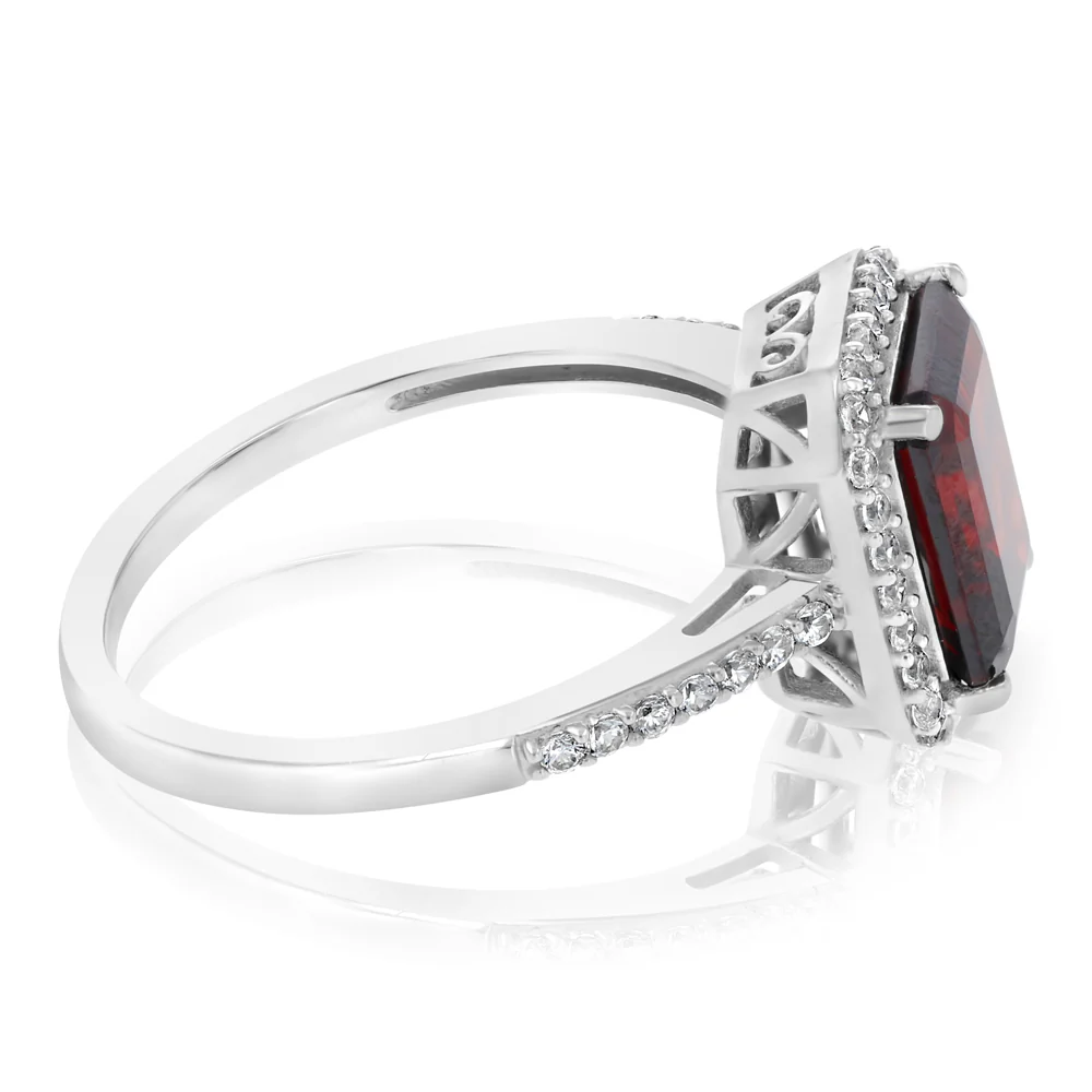 3.50 Carat Garnet and White Zirconia Ring in Sterling Silver - Image 2