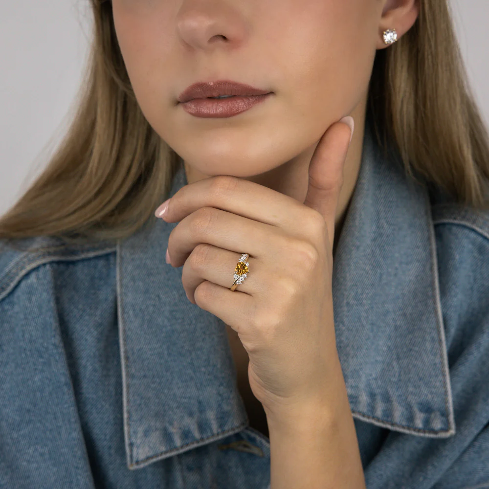 3.60 Carat Natural White Opal & 0.30 Carat Diamond Ring in 18ct Yellow Gold