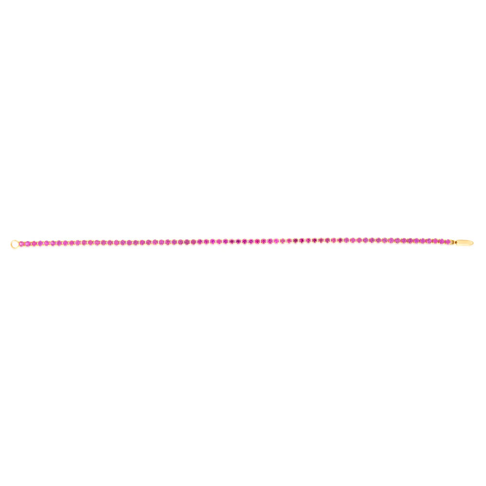 3.65 Carats Created Ruby Bracelet in 10ct Yellow Gold - Image 4