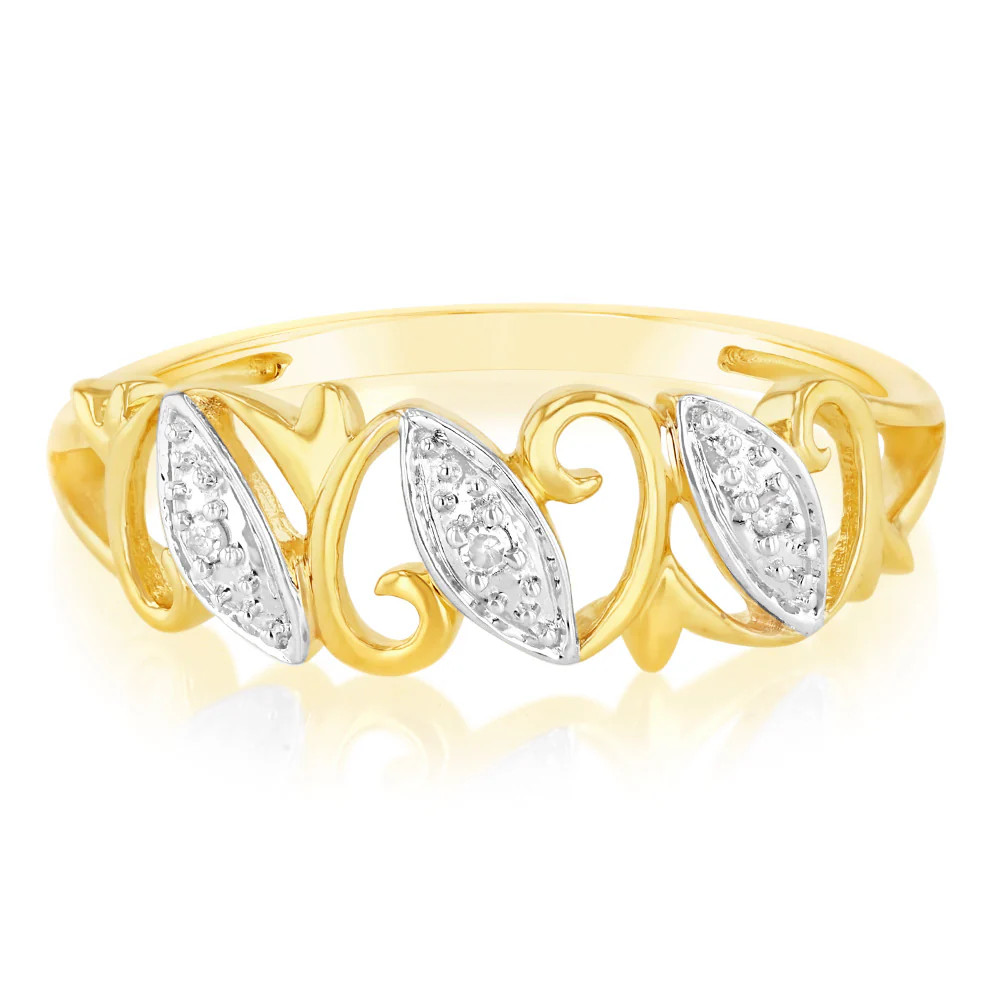 3 Diamond Dress Ring in 9ct Yellow Gold
