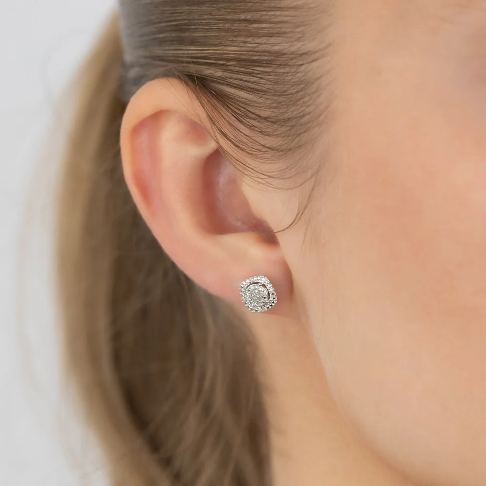 30 Diamonds Stud Earrings in Sterling Silver - Image 2