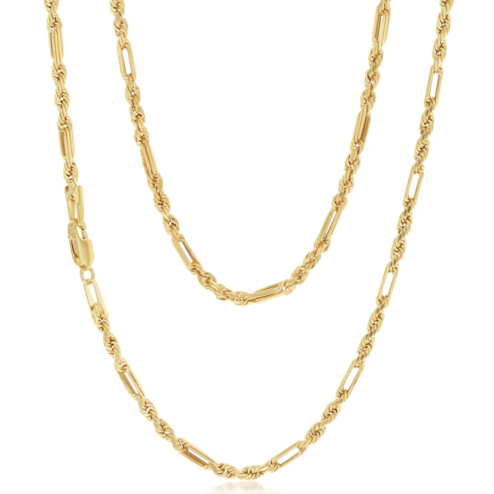 30 Gauge Hollow Dicut Figarope 45cm Chain in 9ct Yellow Gold