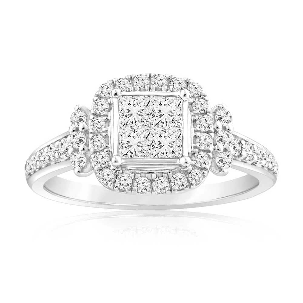4/5 Carat Diamond Cushion Shape Ring in 14ct White Gold