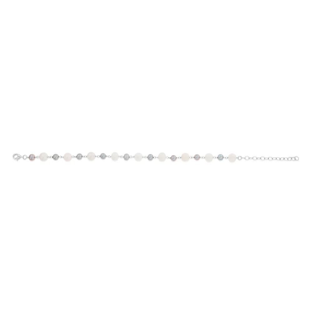 5-8mm Fresh Water White & Grey Pearl Bracelet in Sterling Silver - Image 2