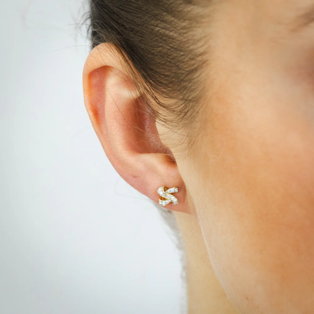 5 Points Diamond Stud Earrings in 9ct Yellow Gold - Image 2