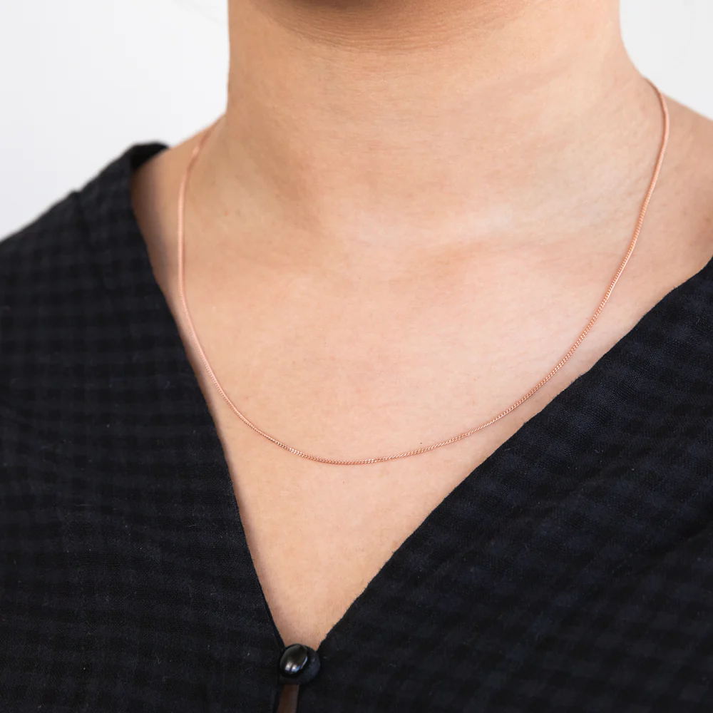 50cm Sterling Silver and Rose Gold Plate Curb Link Chain - Image 4