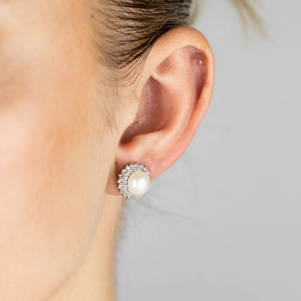 7-10mm Fresh Water Pearl Pendant & Earring Set in Sterling Silver - Image 3