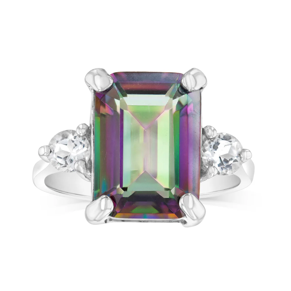 7.5 Carat Mystic Quartz & White Topaz Ring in Sterling Silver