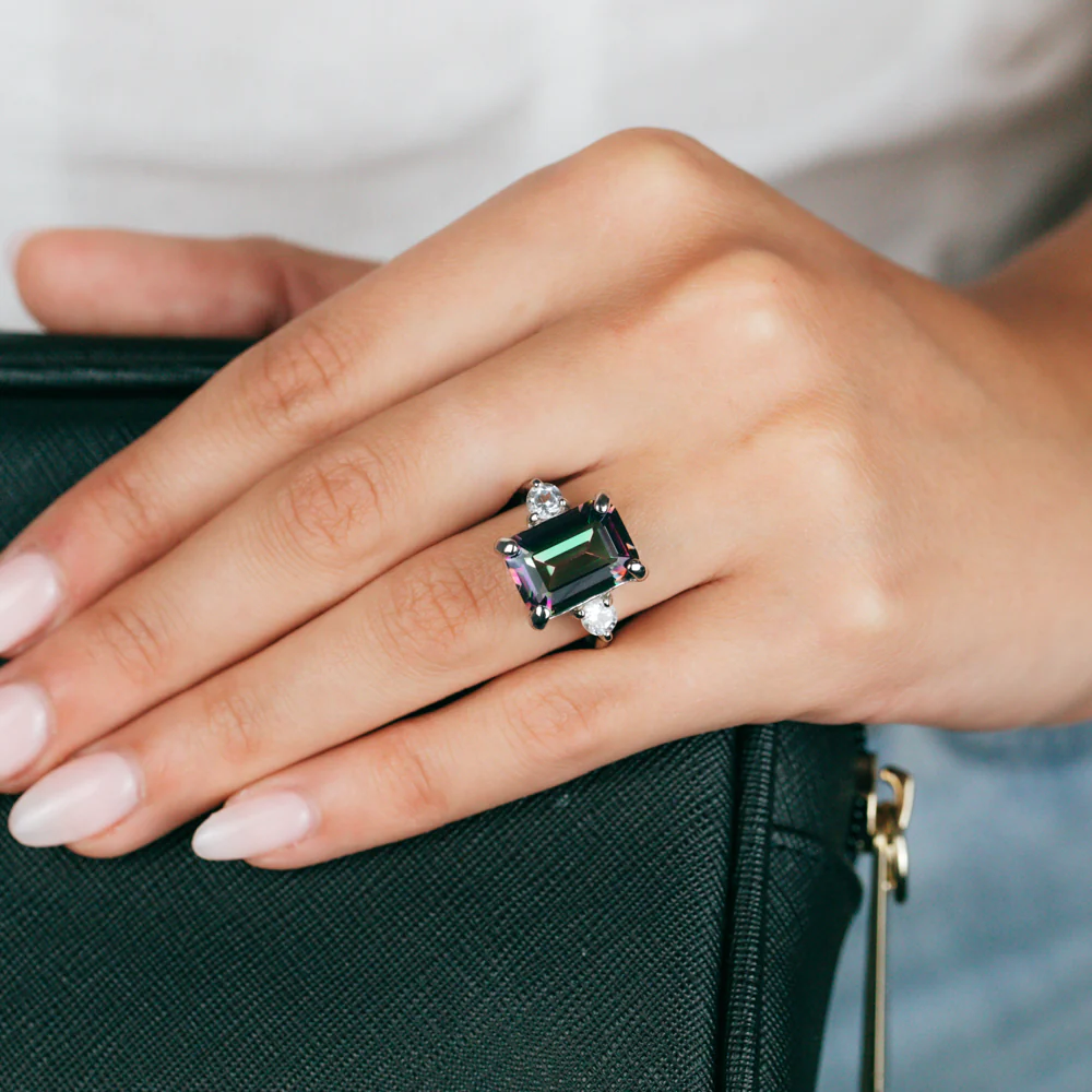 7.5 Carat Mystic Quartz & White Topaz Ring in Sterling Silver - Image 3