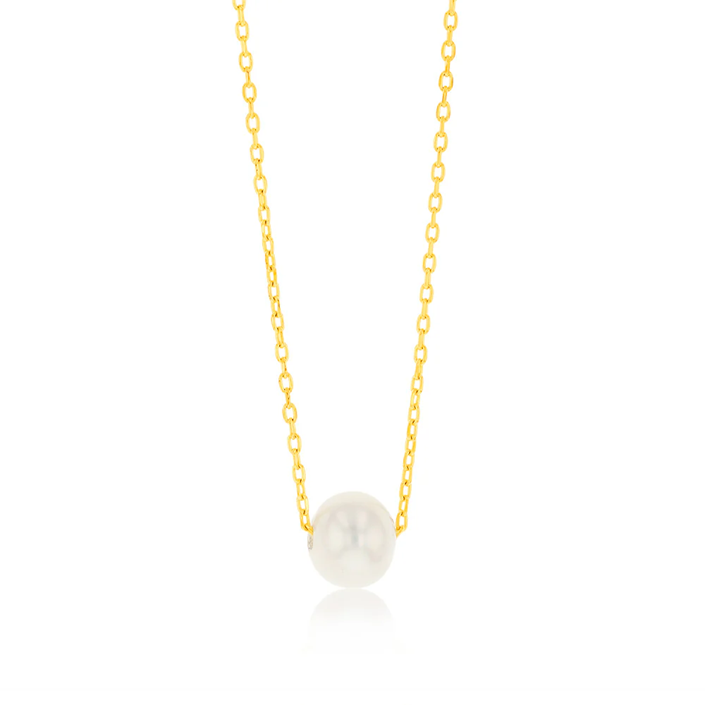 7-8MM Fresh Water Pearl Slide Chain in Gold Plated Sterling Silver