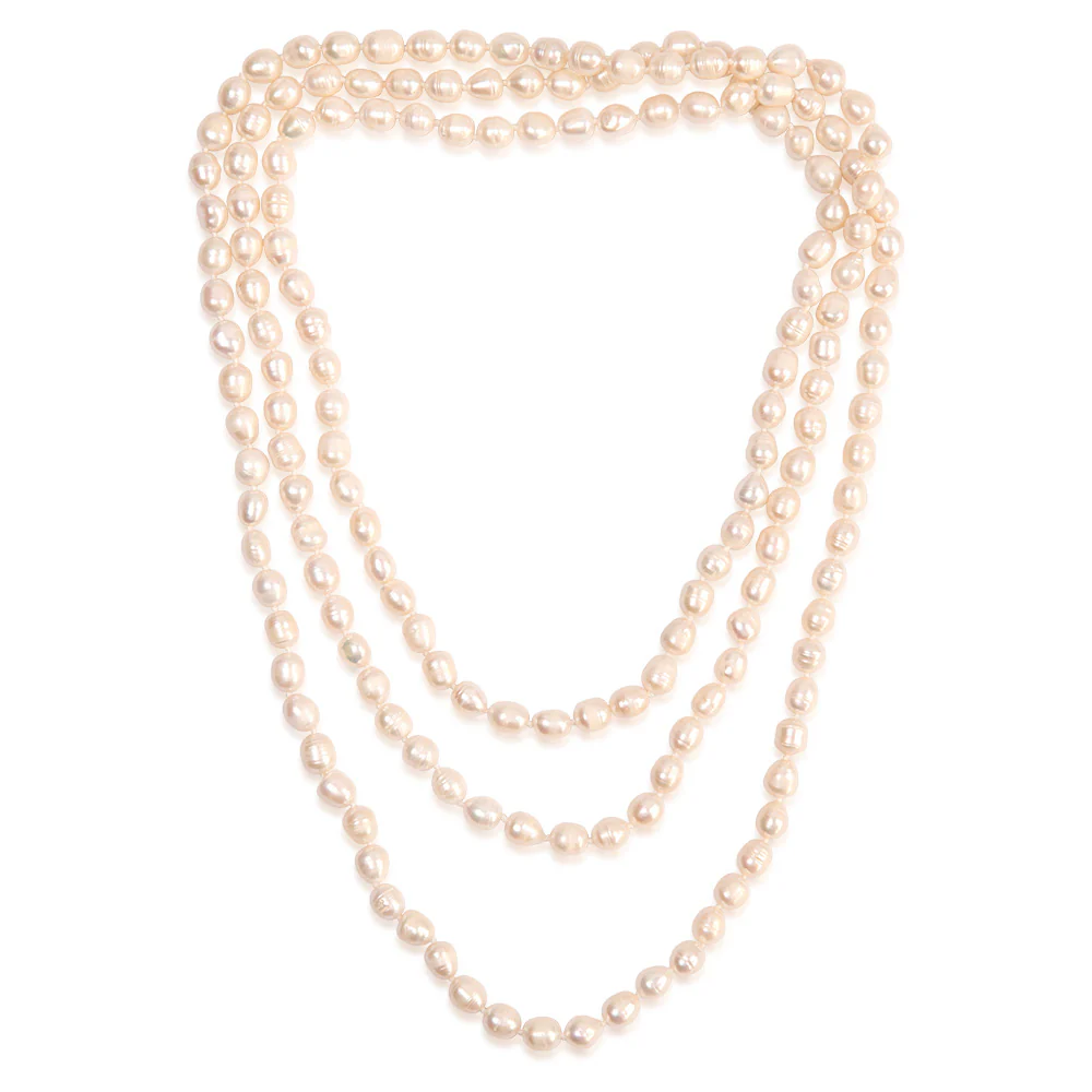 8-9mm White Rice Pearl 162.5cm Long Necklace