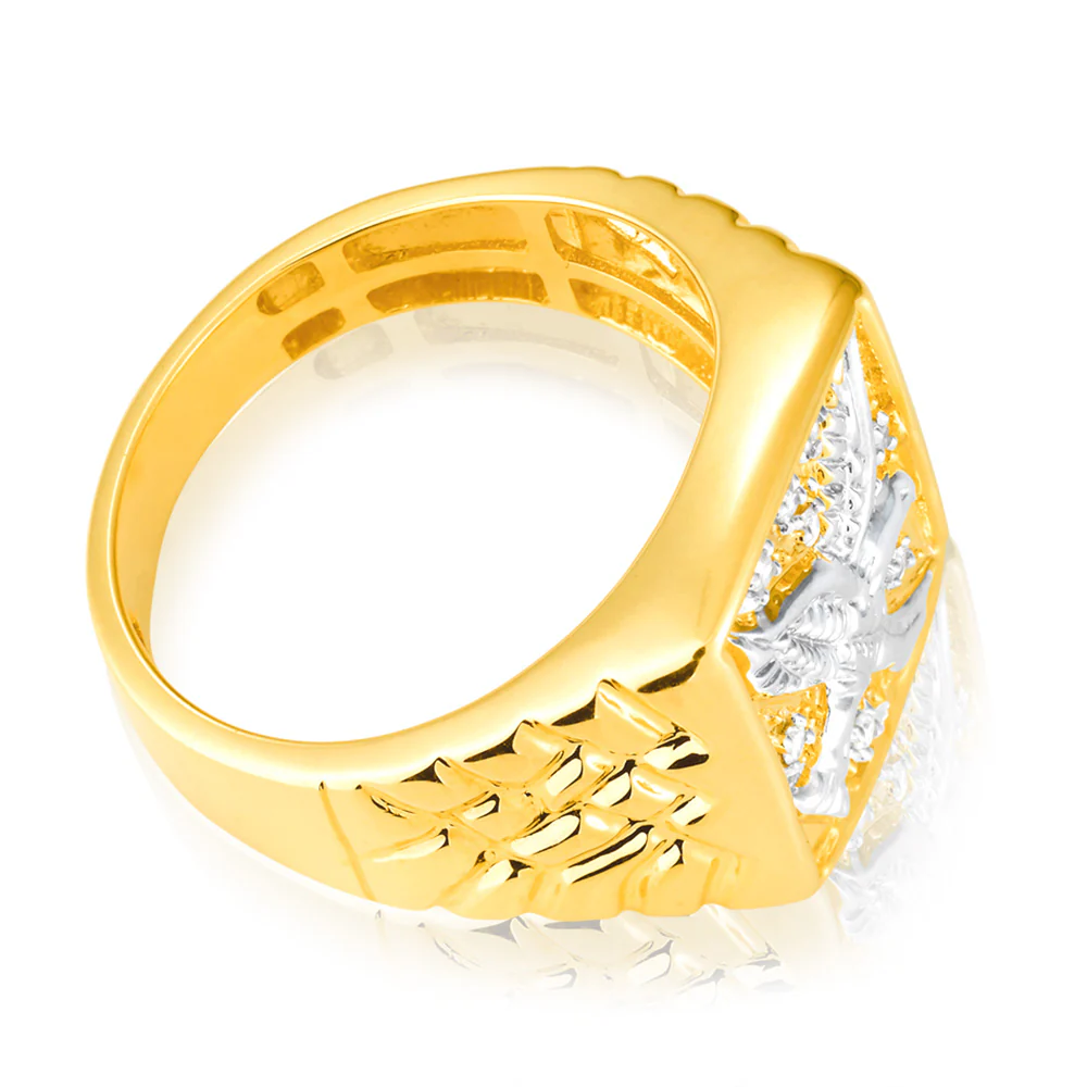 8 Diamonds Eagle Mens Ring in 9ct Yellow Gold - Image 2