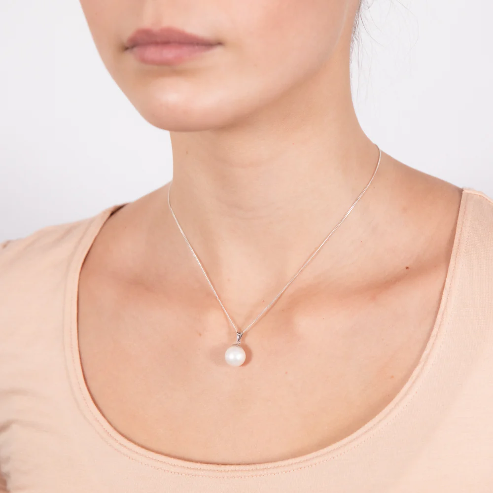 9-11mm White South Sea Pearl Pendant in 14ct White Gold - Image 2