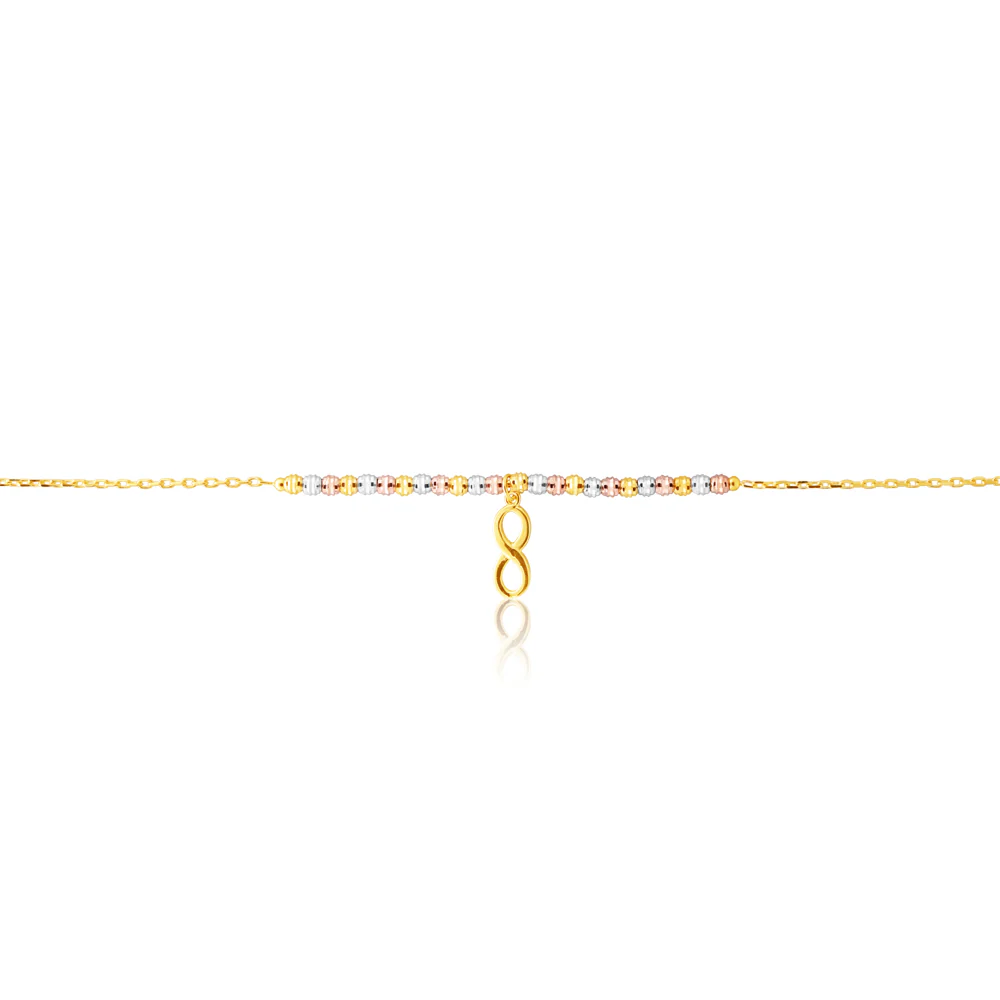 9 ct Gold Figaro Infinity 27cm Anklet - Image 2