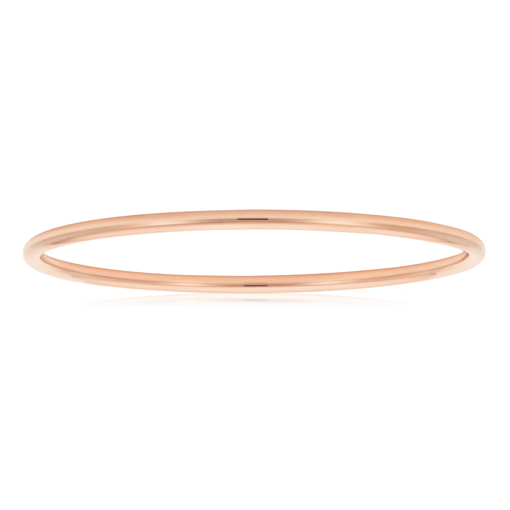 9ct 4mm x 65mm Rose Gold Silver Filled Plain Golf Bangle
