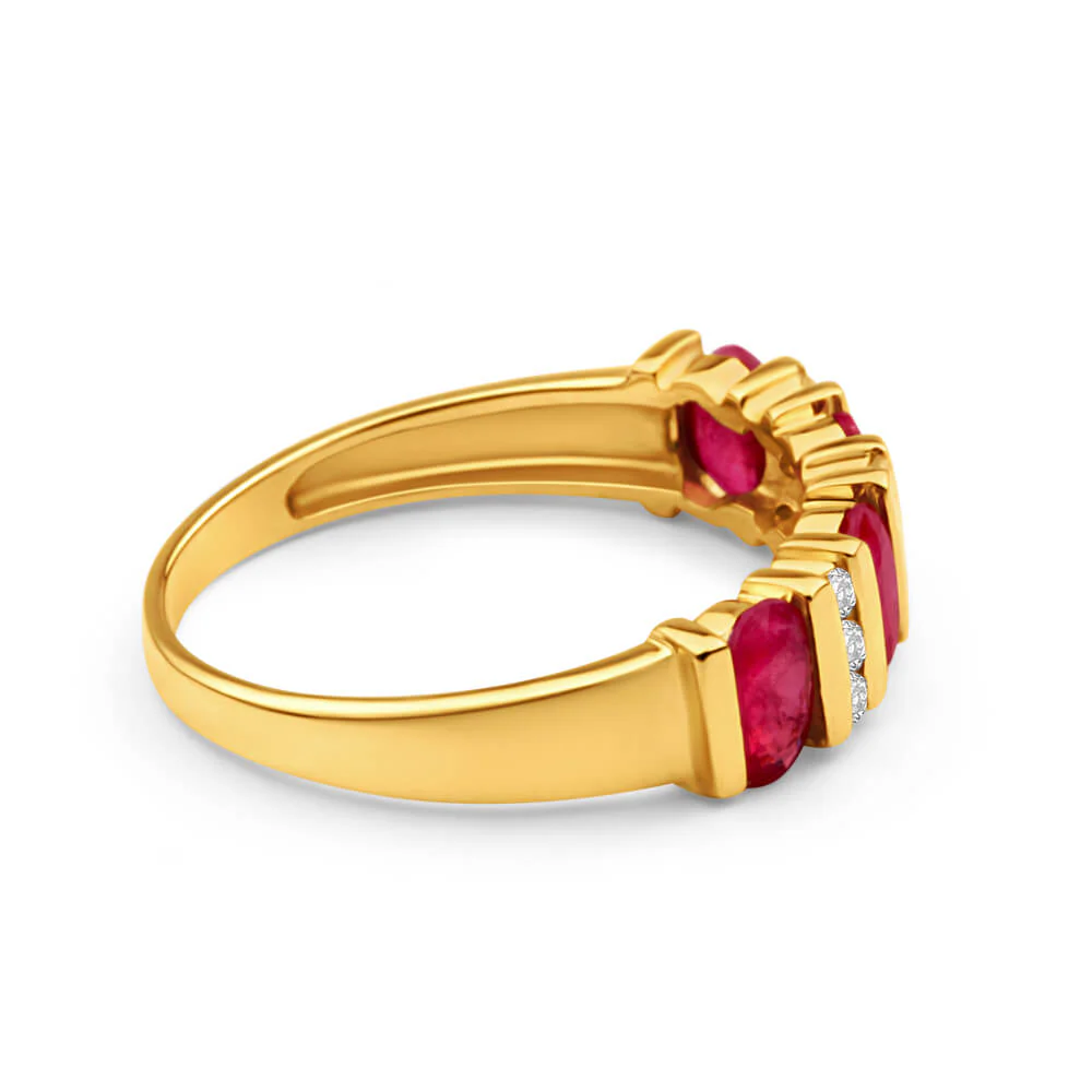 9ct Alluring Yellow Gold Diamond + Ruby Ring - Image 2