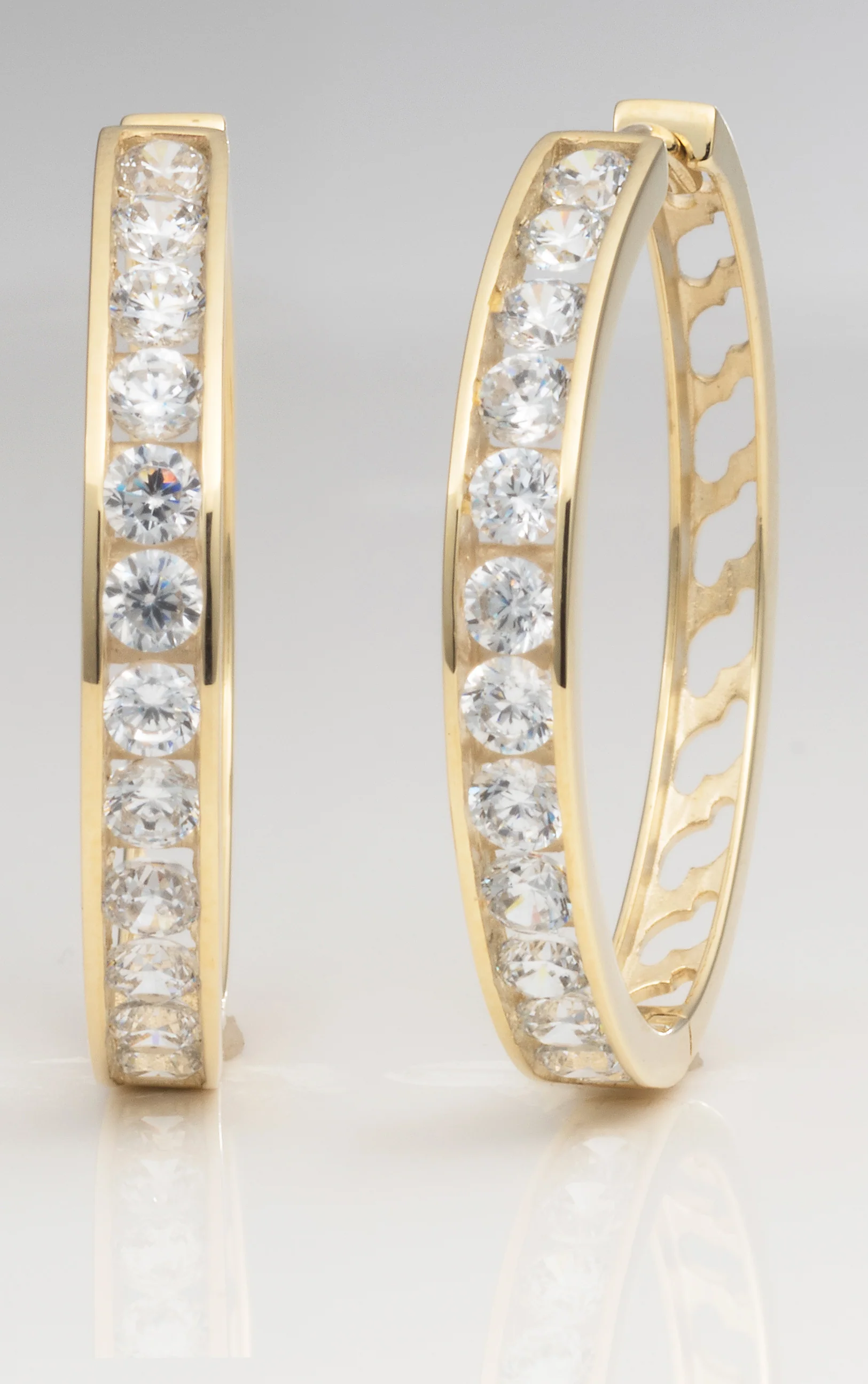 9ct Cubic Zirconia Hoop Earrings - Image 2