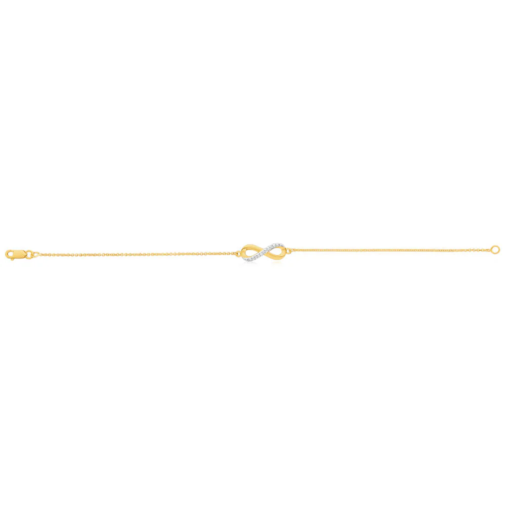9ct Dazzling Yellow Gold Diamond Fancy Bracelet - Image 2