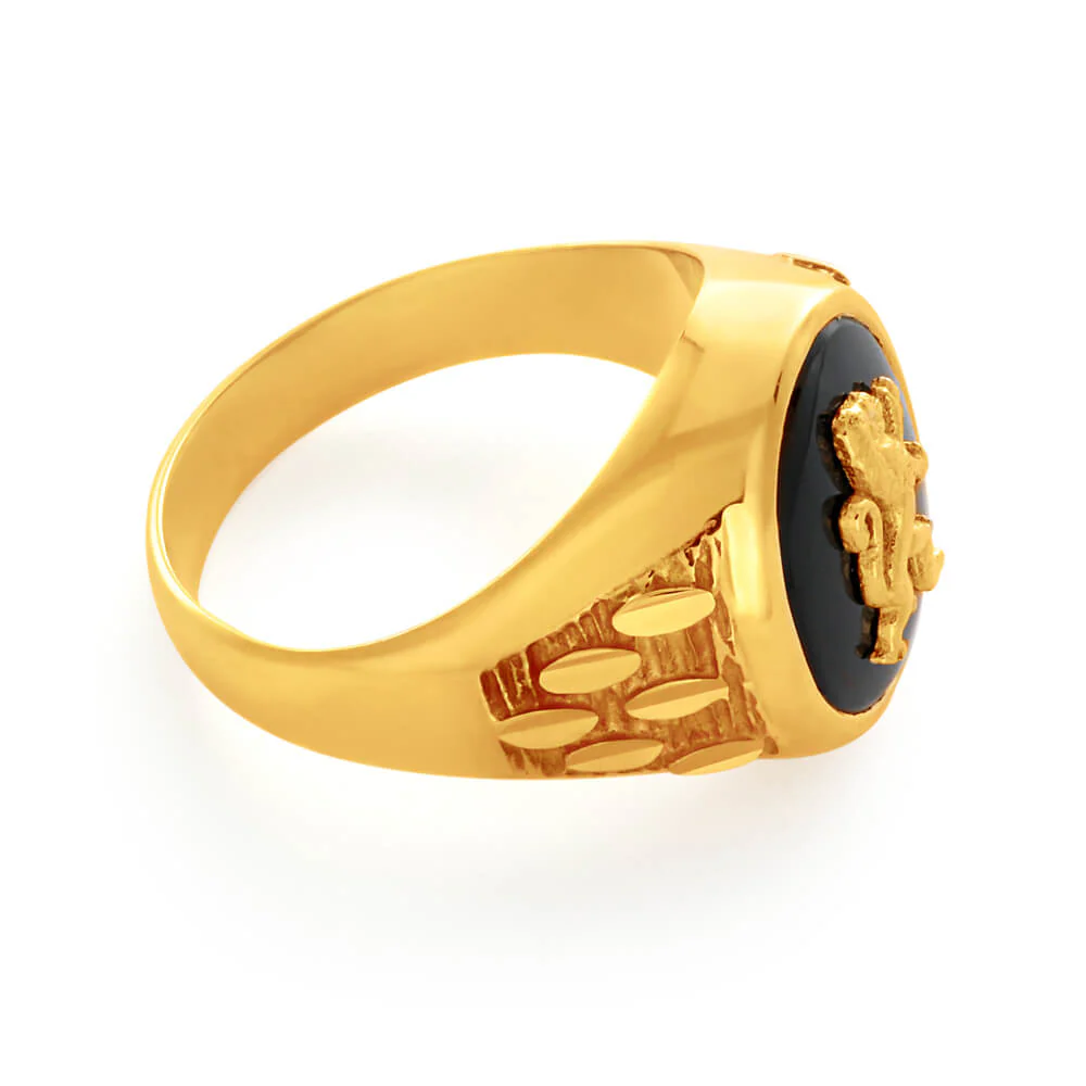 9ct Dazzling Yellow Gold Onyx Ring - Image 2