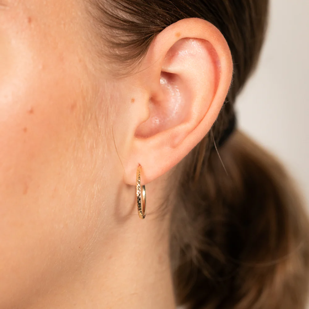 9ct Diamond-Cut Hoop Earrings 9y - Image 2