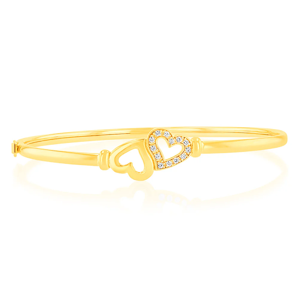 9ct Gold Silver Filled Heart Bangle