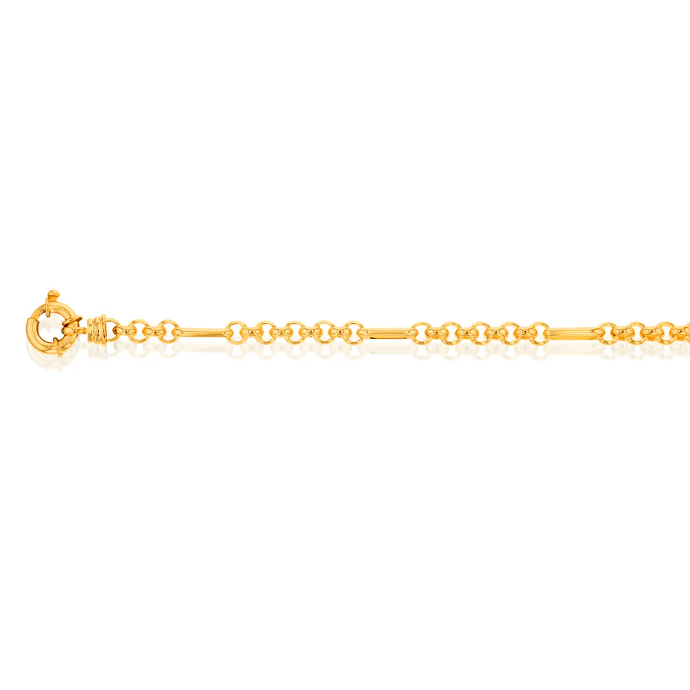 9ct Gold Silverfilled Fancy 9+1 Belcher 5.5mm Wide 19cm Bracelet - Image 2