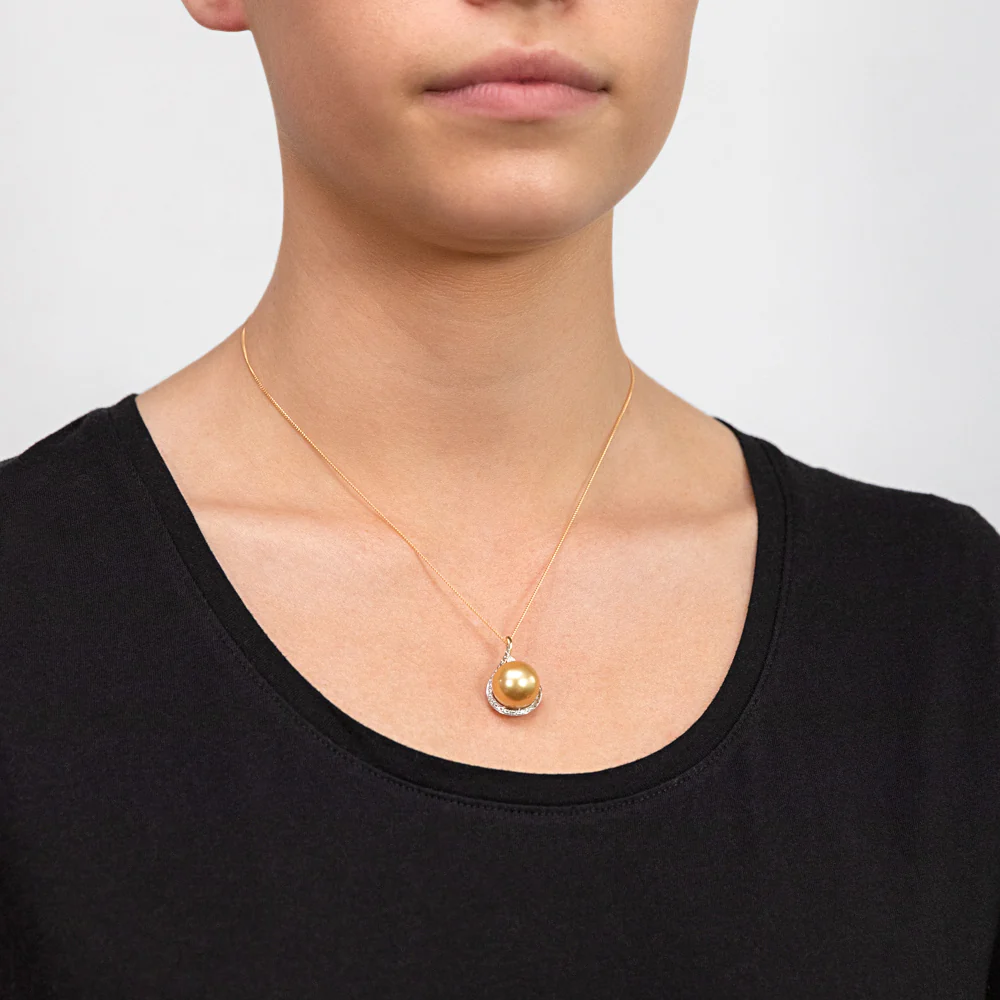 9ct Golden South Sea Pearl Pendant on 9ct 45cm chain - Image 3