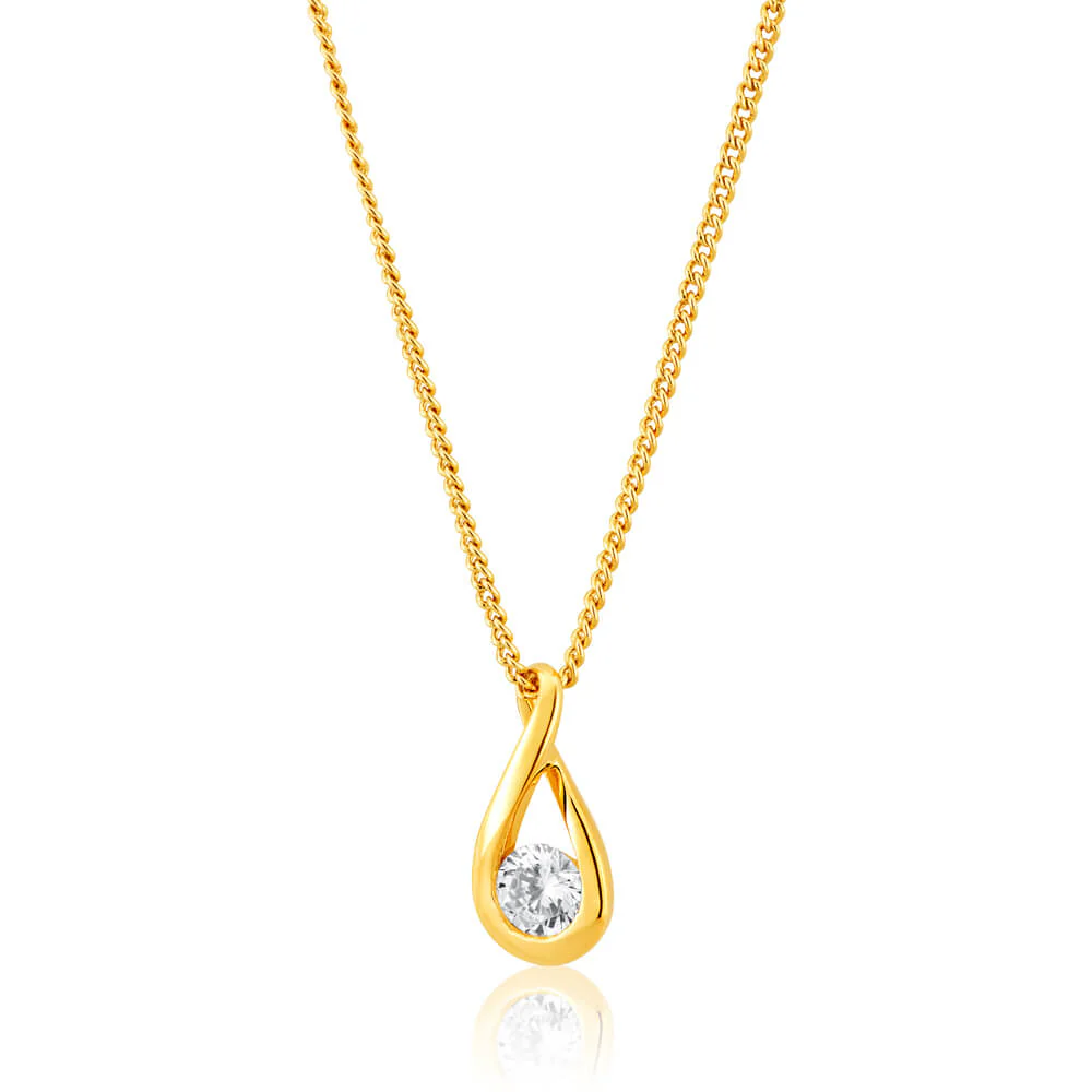 9ct Infinity Pendant with Cubic Zirconia in Yellow Gold