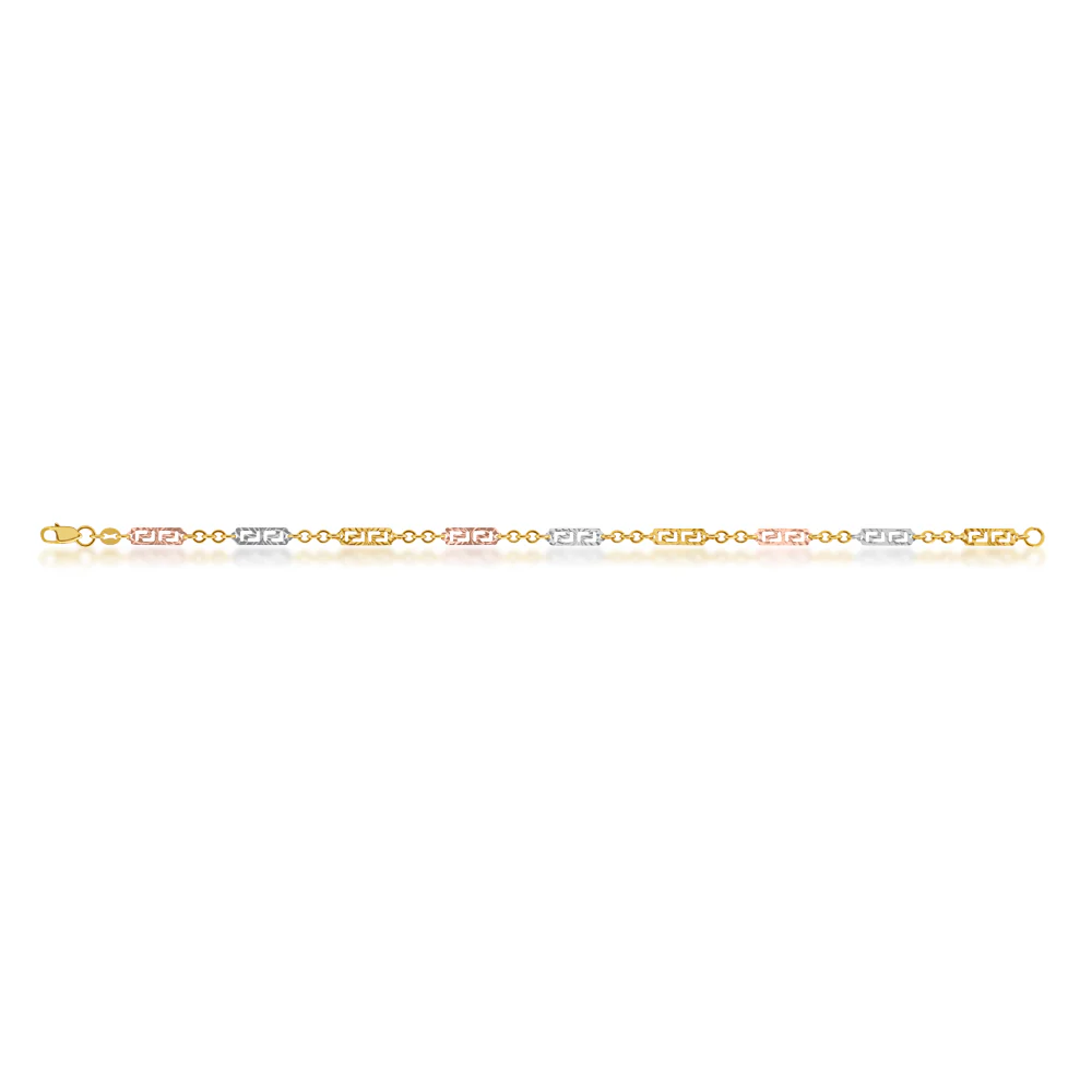 9ct Multi Tone Greek 19cm Ladies Bracelet - Image 2