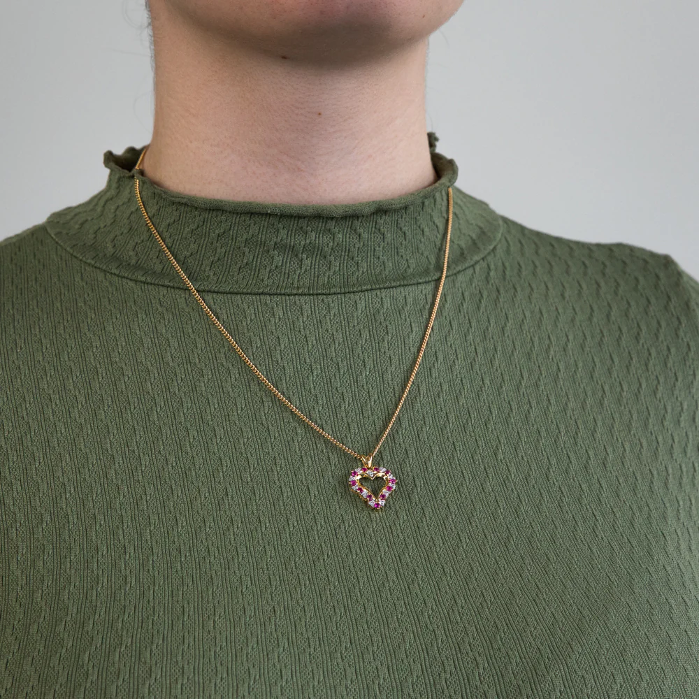 9ct Natural Ruby and Diamond Heart Pendant - Image 2