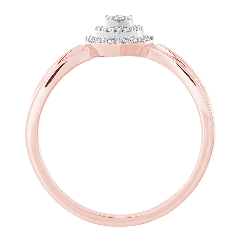 9ct Rose Gold 0.10 Carat Heart Shape Diamond Ring with 39 Brilliant Cut Diamonds - Image 3