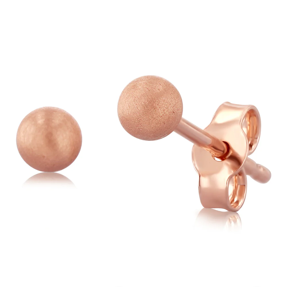 9ct Rose Gold 3mm Polished Ball Stud Earrings