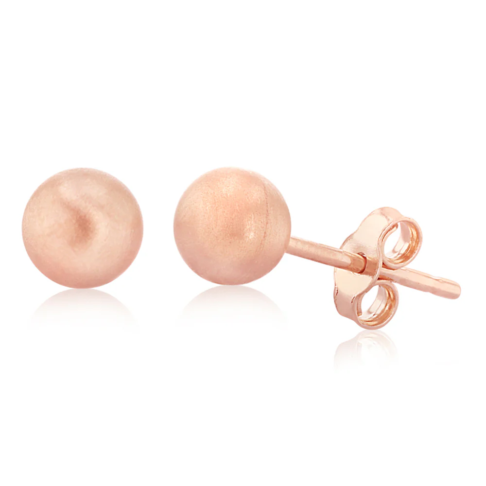 9ct Rose Gold 5mm Polished Ball Stud Earrings