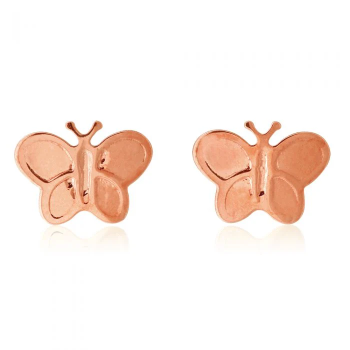 9ct Rose Gold Butterfly Stud Earrings