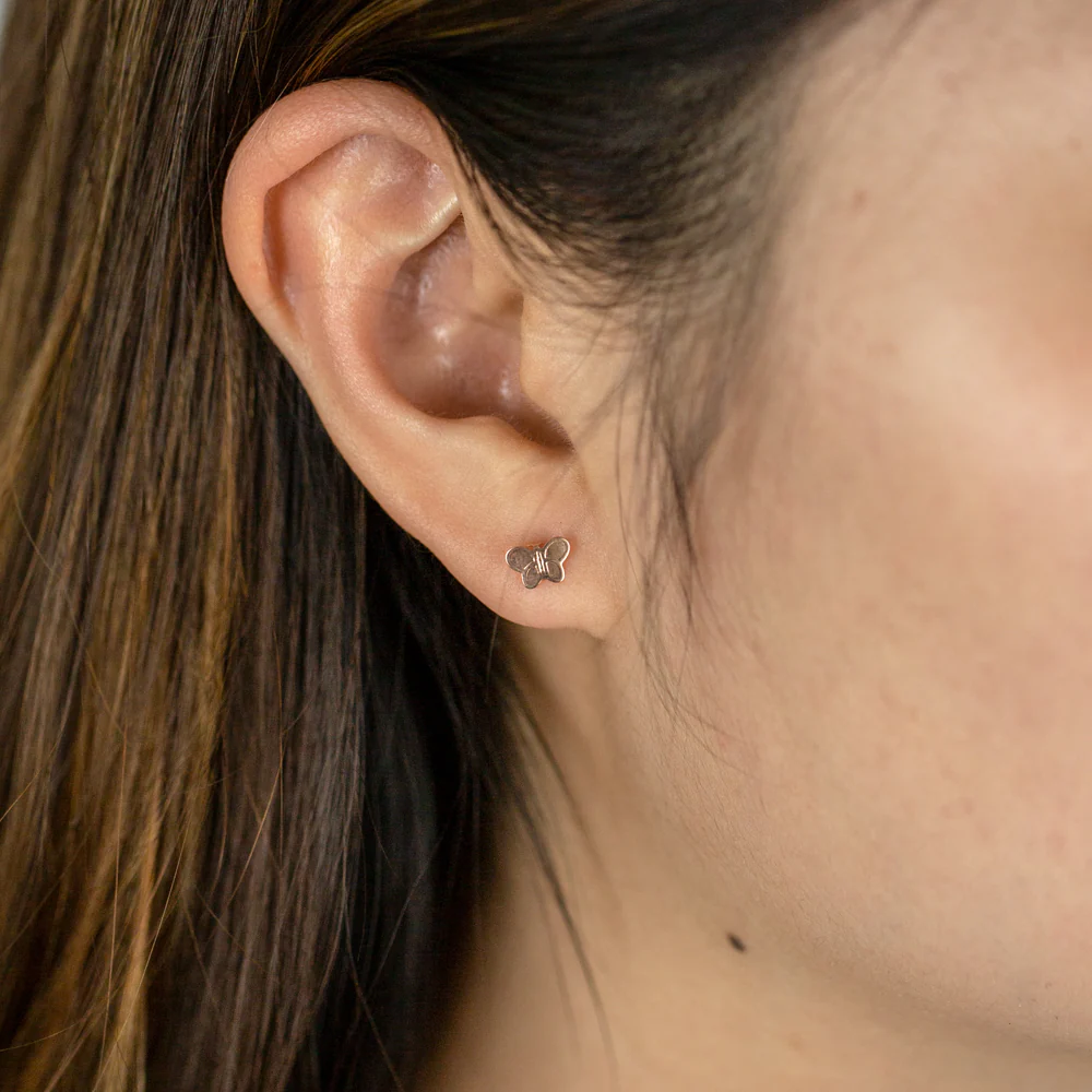 9ct Rose Gold Butterfly Stud Earrings - Image 2