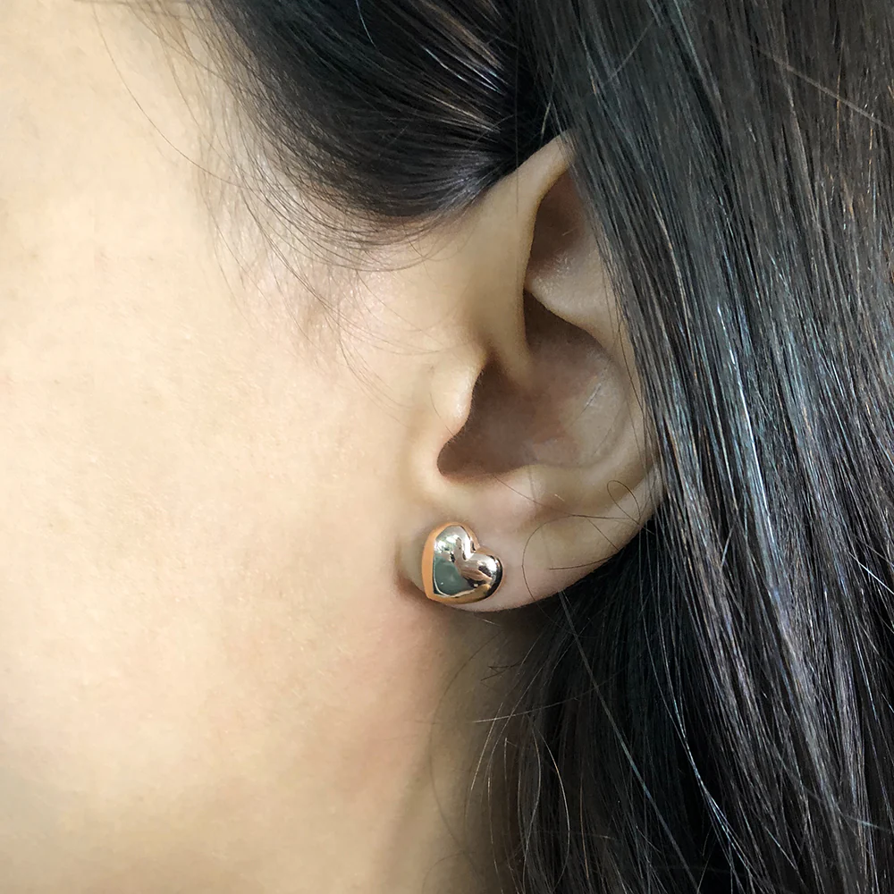 9CT Rose Gold Heart Stud Earring - Image 2