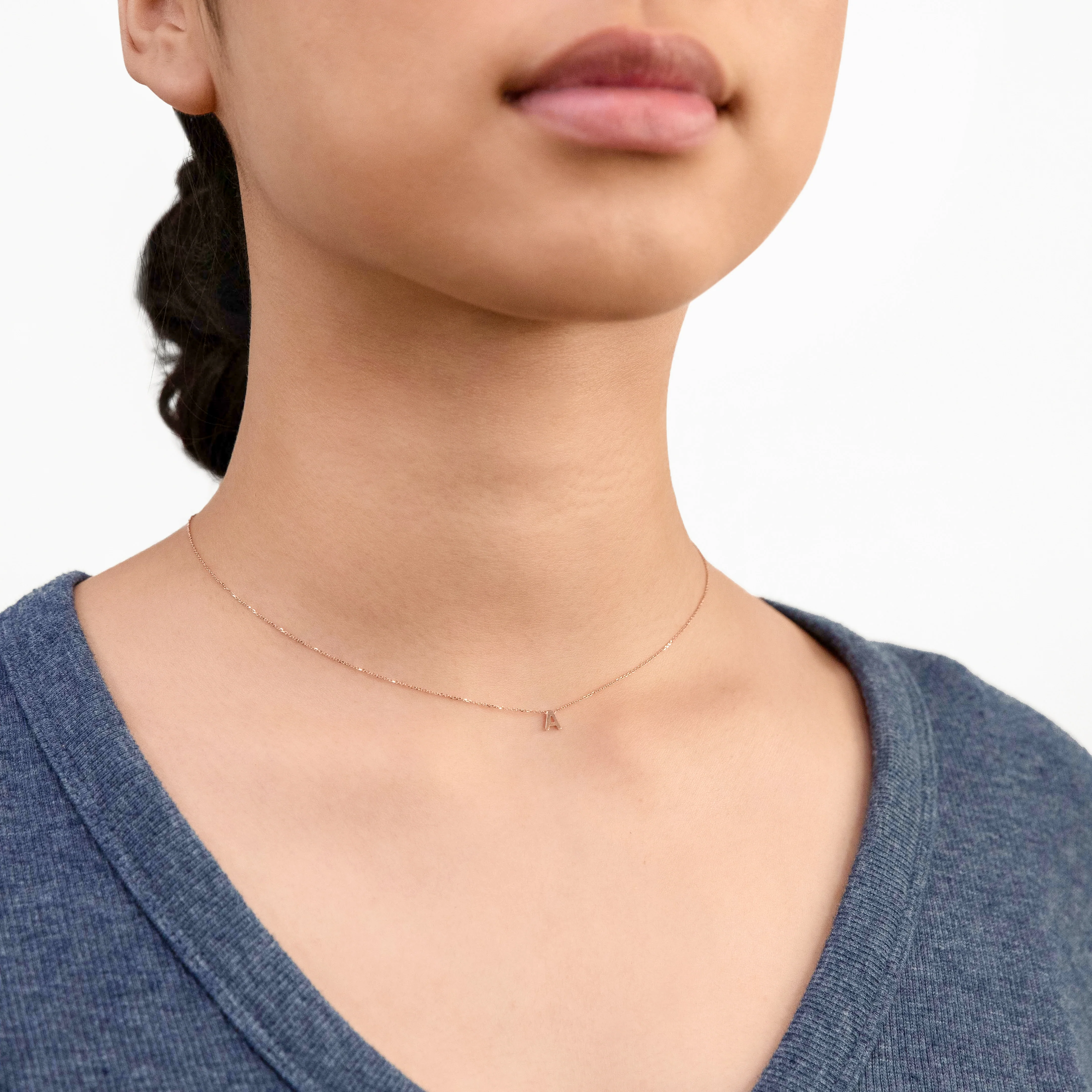9ct Rose Gold Initial "A" Pendant on 43cm Chain - Image 2