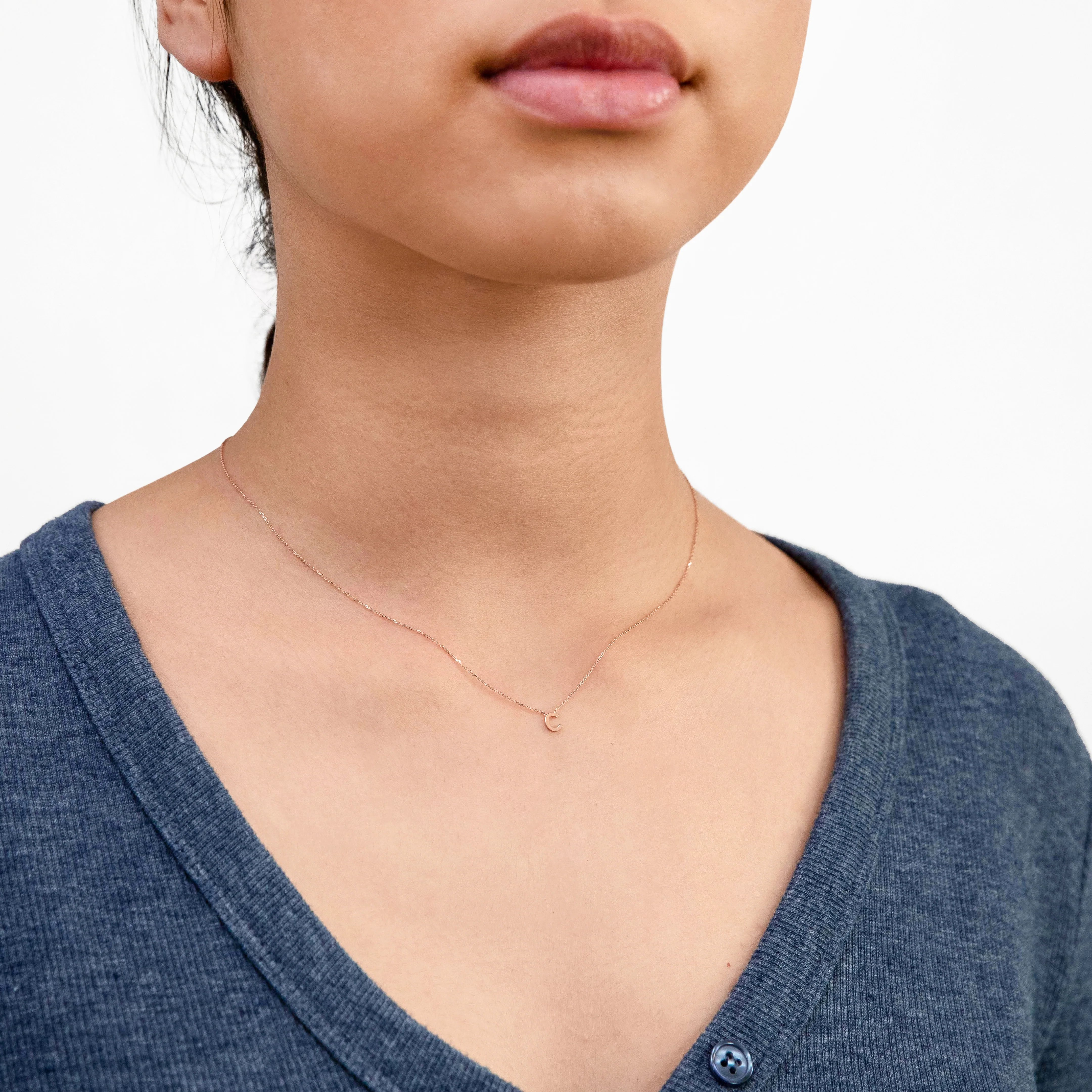 9ct Rose Gold Initial "C" Pendant On 43cm Chain - Image 2
