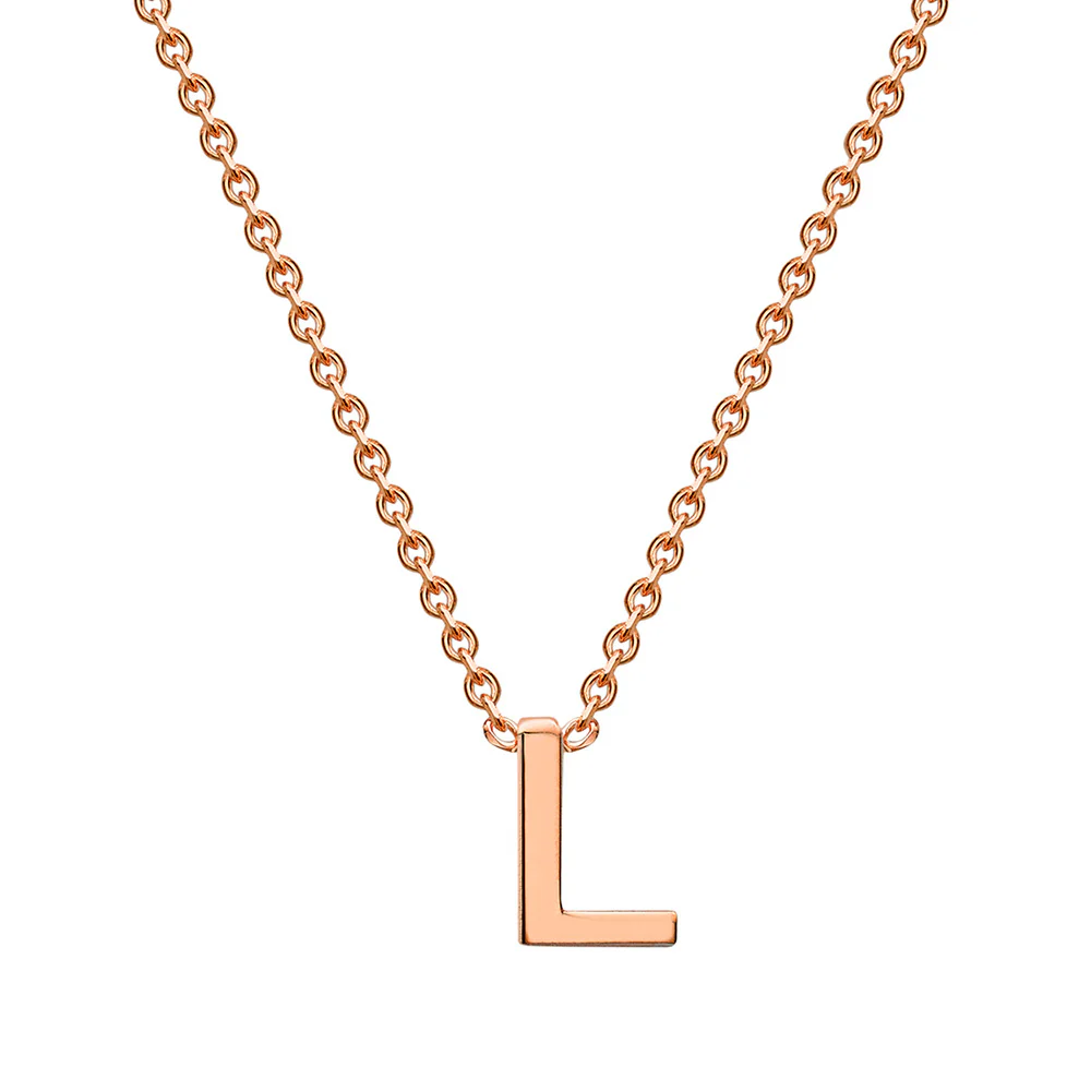9ct Rose Gold Initial "L" Pendant on 43cm Chain