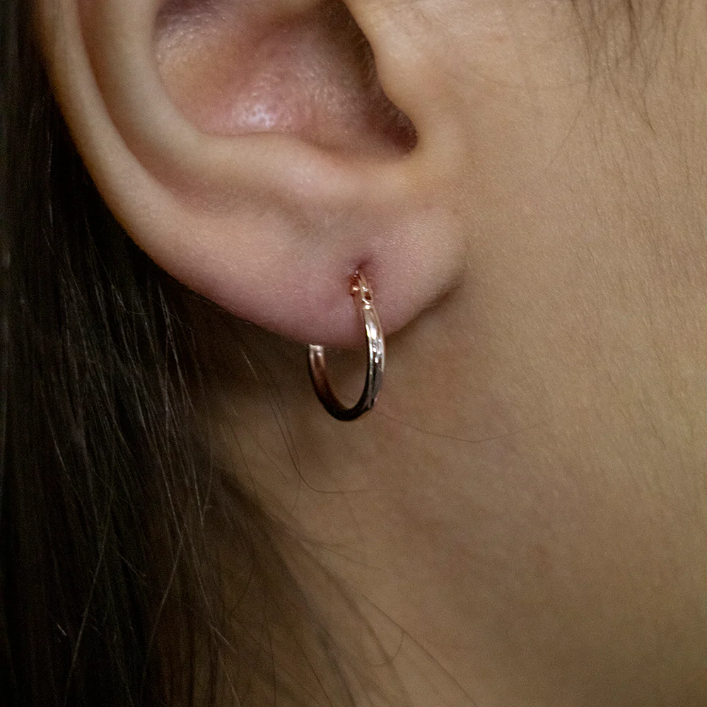 9ct Rose Gold Plain 15MM Hoop Earrings - Image 2