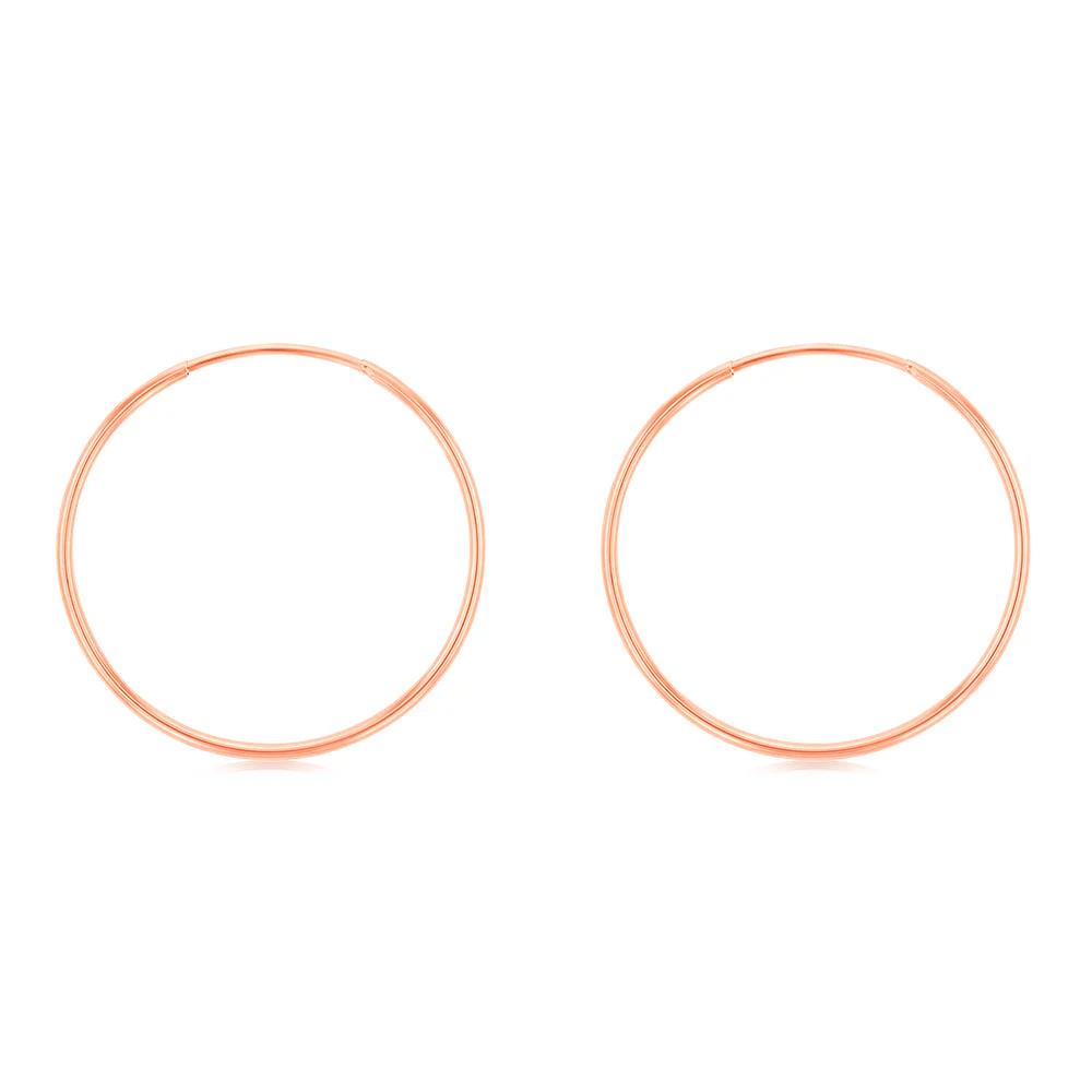 9ct Rose Gold Plain 25mm Sleeper Earrings