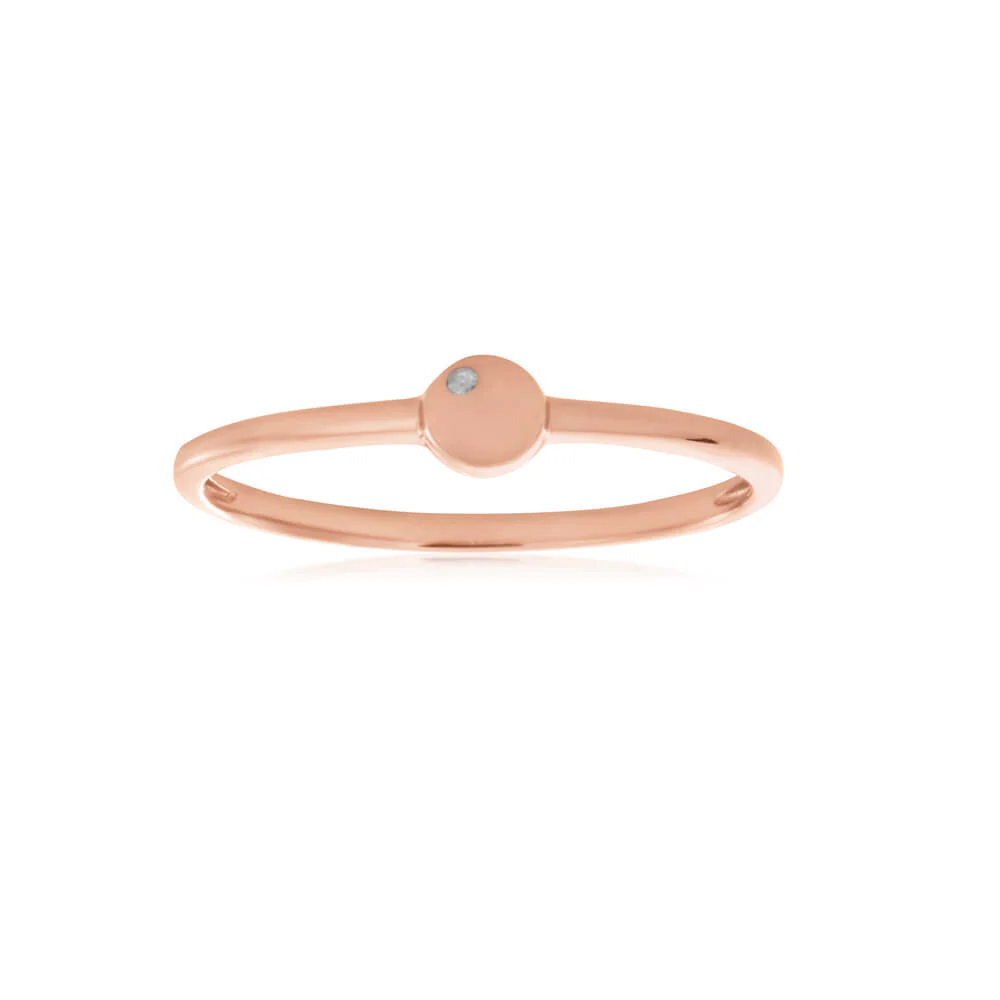 9ct Rose Gold Ring with 1 Diamond
